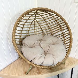Boho Tan Wicker Cat Bed